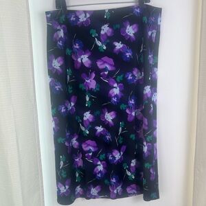 NWT J. Crew Purple Satin Floral Slip Bias Skirt Black Spellbound womens X-Large